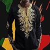 Men's Long-Sleeved Shirt, Tops, African Month, Ethnic Features, Indigenous V-Neck Long Sleeve T-Shirt, Fashion Loose Top, black, XXL #2