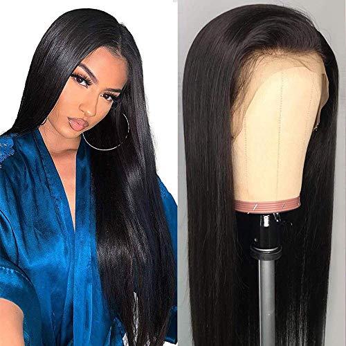 Straight Lace Front Wigs Human Hair Wigs for Black Woman 13Ã—4 Lace Frontal Wigs Brazilian Virgin Human Hair Wigs Pre Plucked with Baby Hair Natural Color lalula wigs(26Inch)