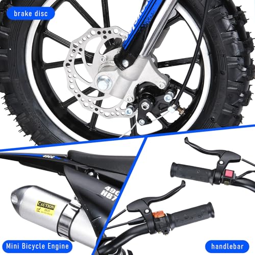 Image of 2026 New 50cc Dirt Bike for Kids 2-Stroke, Toddler Gas Powered Mini Bike with Front Rear Disc Brakes, Speeds up to 40KM /H, Gas Motorcycle for Children, Ideal Gifts for Boys Girls, Blue (Blue)
