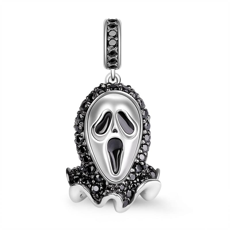 Horror Mask Halloween Screaming Scream Bead Pendant 925 Sterling Silver Dangle Compatible With Pandora Charm Bracelet