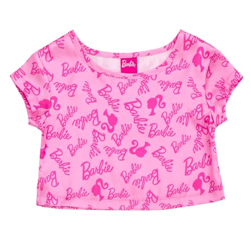 Barbie Girls Lounge Pajama Shirt and Pajama Shorts Sleep Set Little Kid to Big Kid Sizes (4-14-16)3