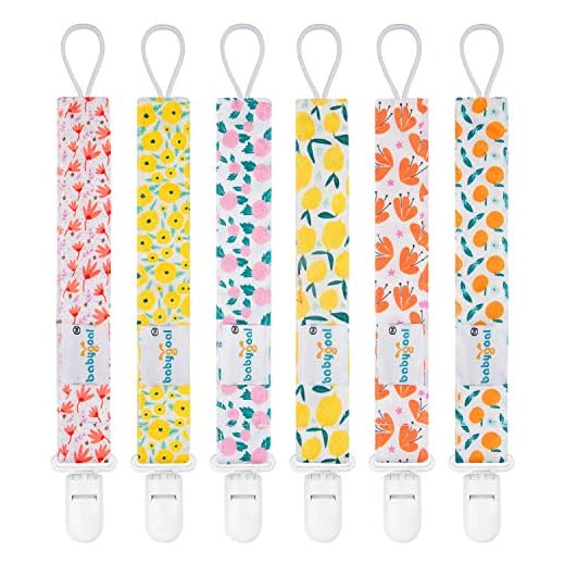 Babygoal Pacifier Clips for Girls, 6 Pack Pacifier Holder Fits Most Pacifier Styles &Teething Toys and Pacifier Clips for Boys and Girls 6PS14