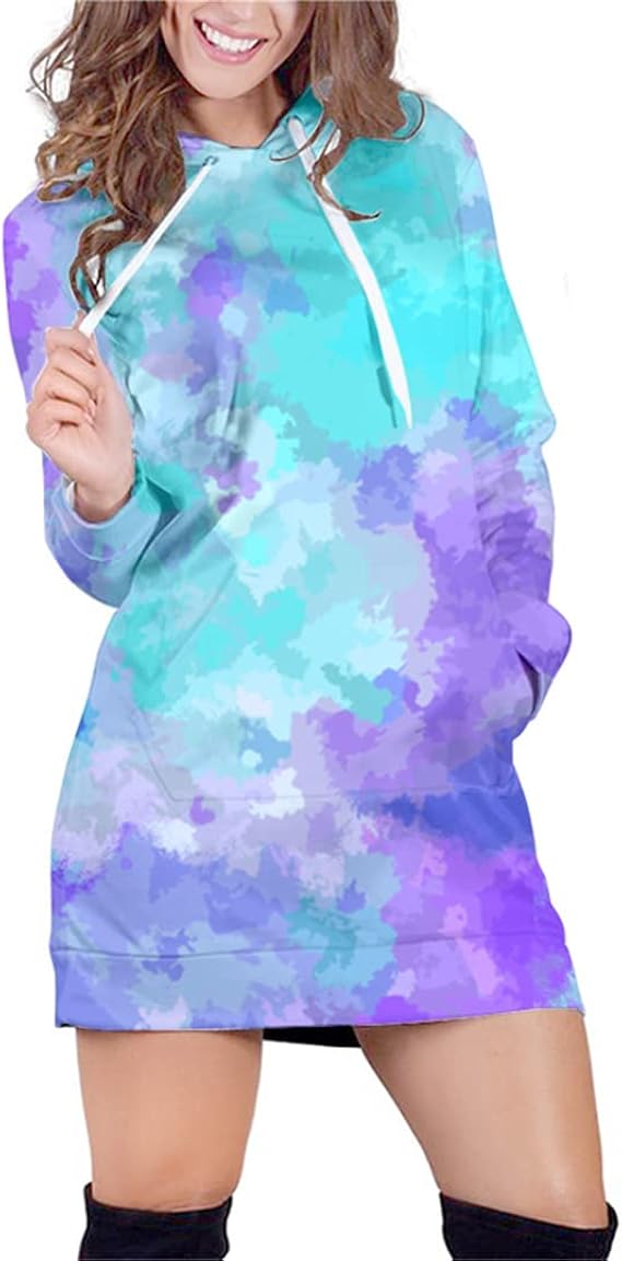 3D Tie Dye Printed Long Sleeve Hoodie 