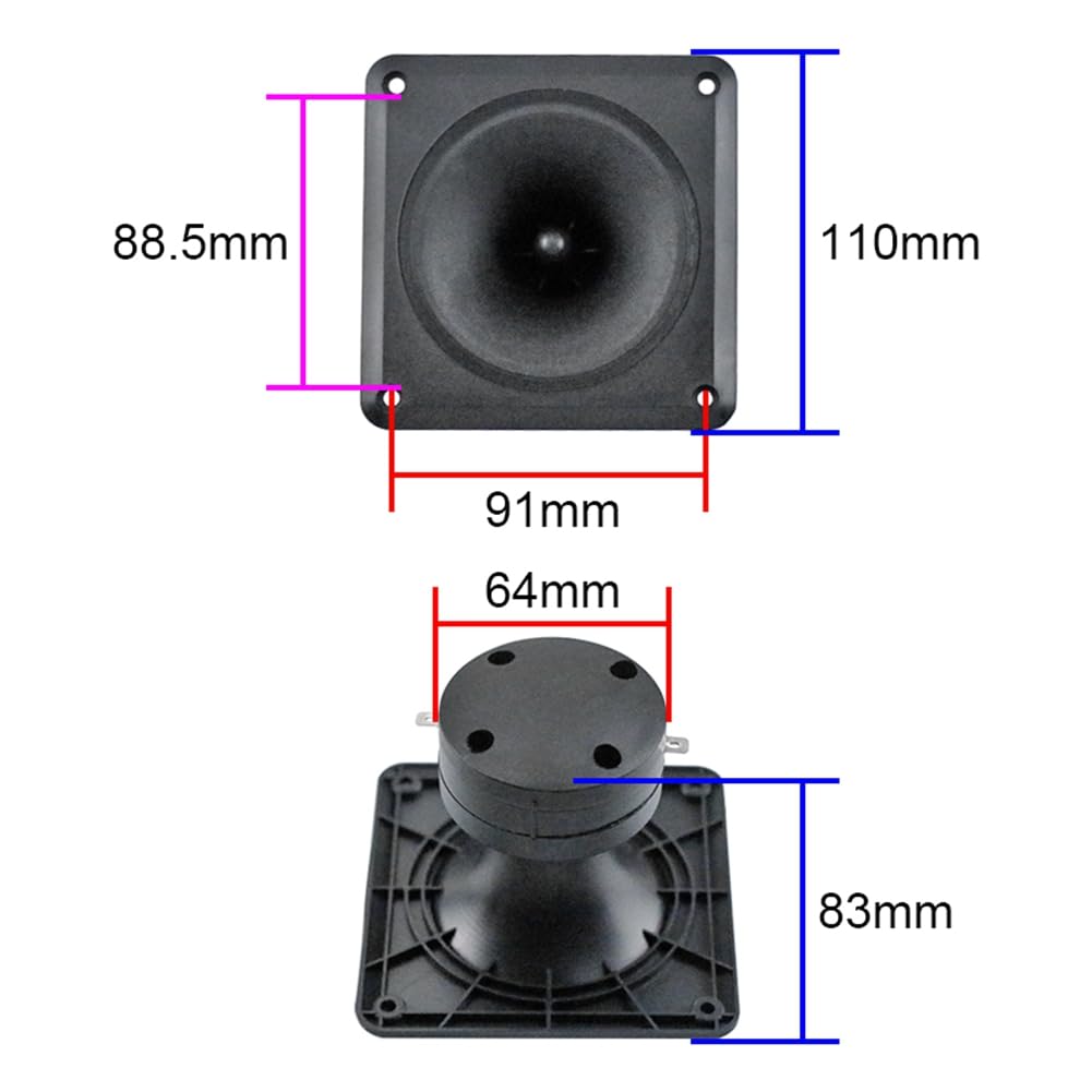4 Altavoces de Escenario de 4 Pulgadas y 110 X 110 mm con Bocina Cuadrada, de Cerámica Piezoeléctrica, de Alta Potencia, 2,2 K-27 KHz.
