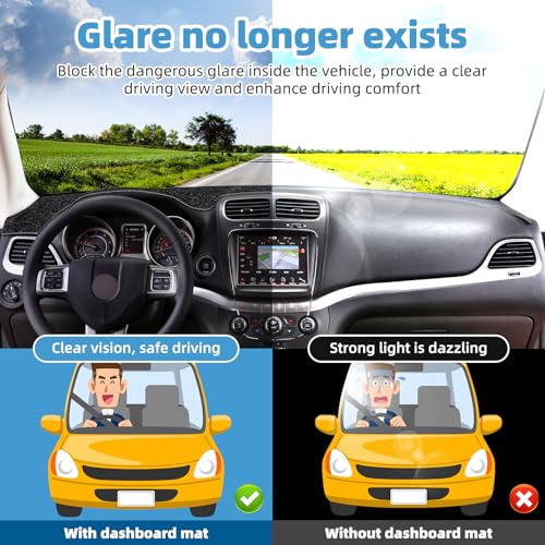 Image of Dash Cover Mat for Dodge Journey 2011-2020 & Fiat Freemont 2010-2016 Non-Slip Dashboard Cover Mat Sunshade UV Rays Protector Interior Accessories