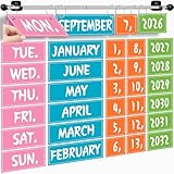 Flip Calendar for Classroom, Magnetic Rod for Classroom Whiteboard, Magnetic Calendar for Back to School Bulletin Board, Teacher Must Haves, Colorful Bright Cool (Multicolor A)