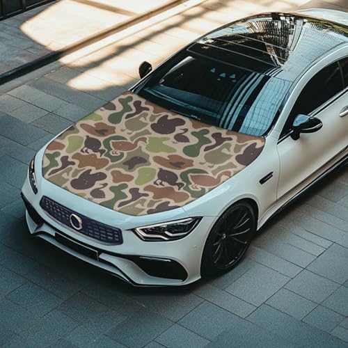 Image of Renewold Duck Camo Car Hood Cover, Vehicle Hood Wrap Blanket, Women Men Automotive Exterior Accessories, Elastic for Outdoor Indoor Holiday Party Camping Travel Easy Install