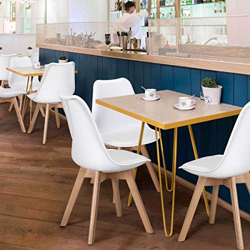 Yaheetech Chairs For Dining Room Dining Chairs Dsw Chair Accent Shell Chair With Beech Wood Legs Modern Mid Century Eiffel Inspired Chair Dining Room Chairs Set Of 4 Kitchen Chairs White,4Pcs #TOP1