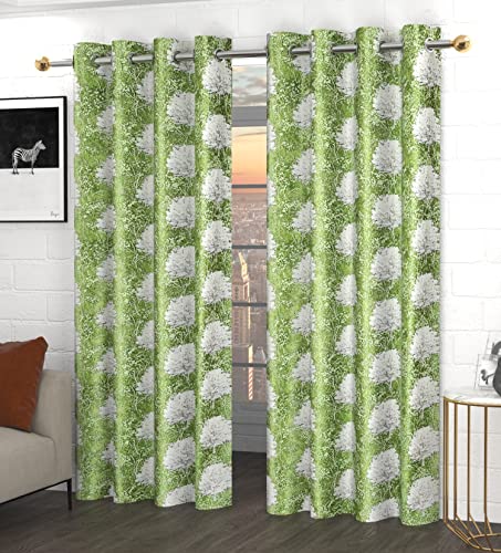 Image of Polyester Curtains 7 Feet Long Set of 2 for Door (Green 4 ft x 7 ft)