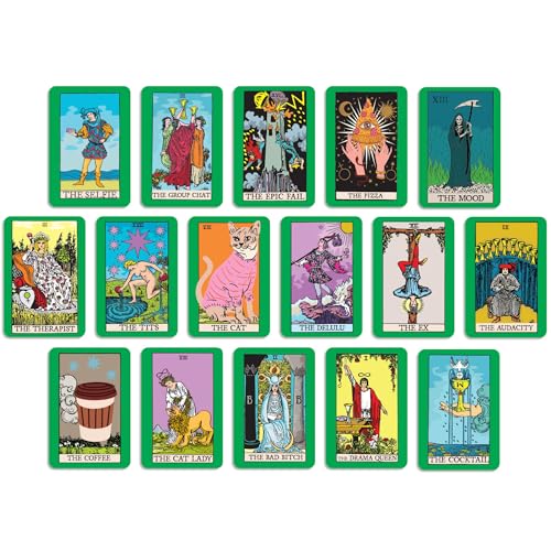 Ritzy Rose Cheeky Tarot-Inspired Oracle Deck - 16 Funny Cards 4x6 Inch Size Cardstock, Colorful Spiritual Tool, Cute Gift for Witchy Females and Yoga Lovers Mindfulness Archetype Giftable Deck