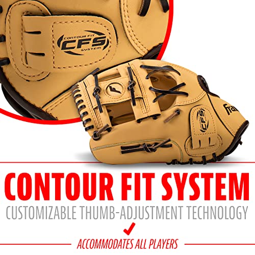 Image of Franklin Sports Baseball + Softball Glove - Field Master Baseball + Softball Mitt - Adult + Youth Glove - Men's + Women's Baseball + Softball Gloves - Left Hand Throw - 11 inch - Camel Brown