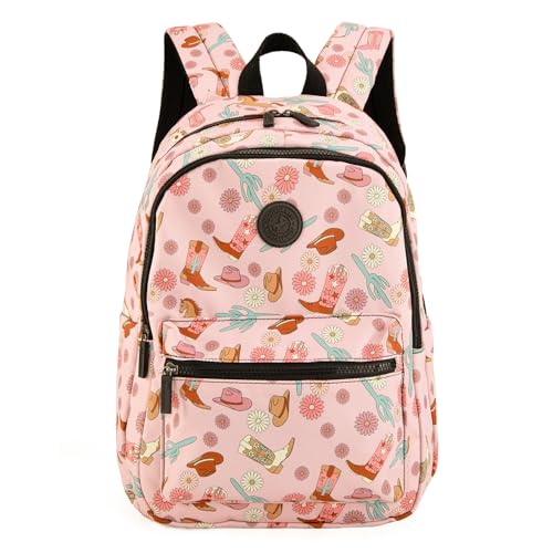 Montana West Mochila feminina para viagem ocidental mochila casual para laptop e faculdade, Botas ocidentais rosa, Medium