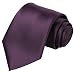 KissTies Mens Satin Necktie Grape Plum Purple Solid Tie + Gift Box