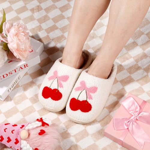 Image of Women's Men's Happy Face Heart-shaped Cat Slippers - Retro Leopard Print, Memory Foam, Soft Plush, Warm, Anti-Slip Home Shoes