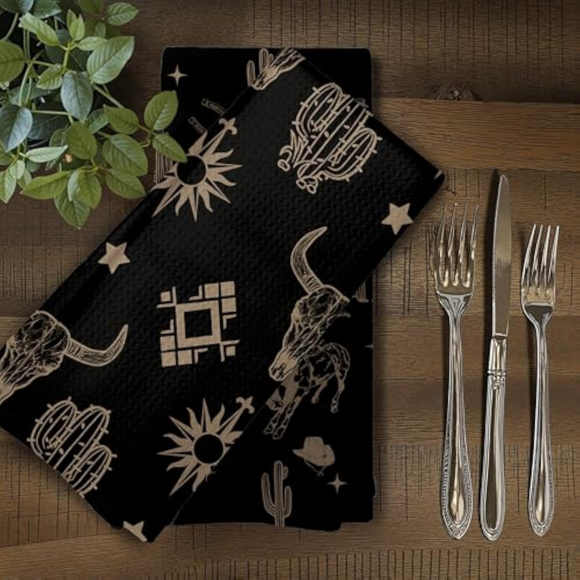 Western Kitchen Towels Set of 2, Boho Decor