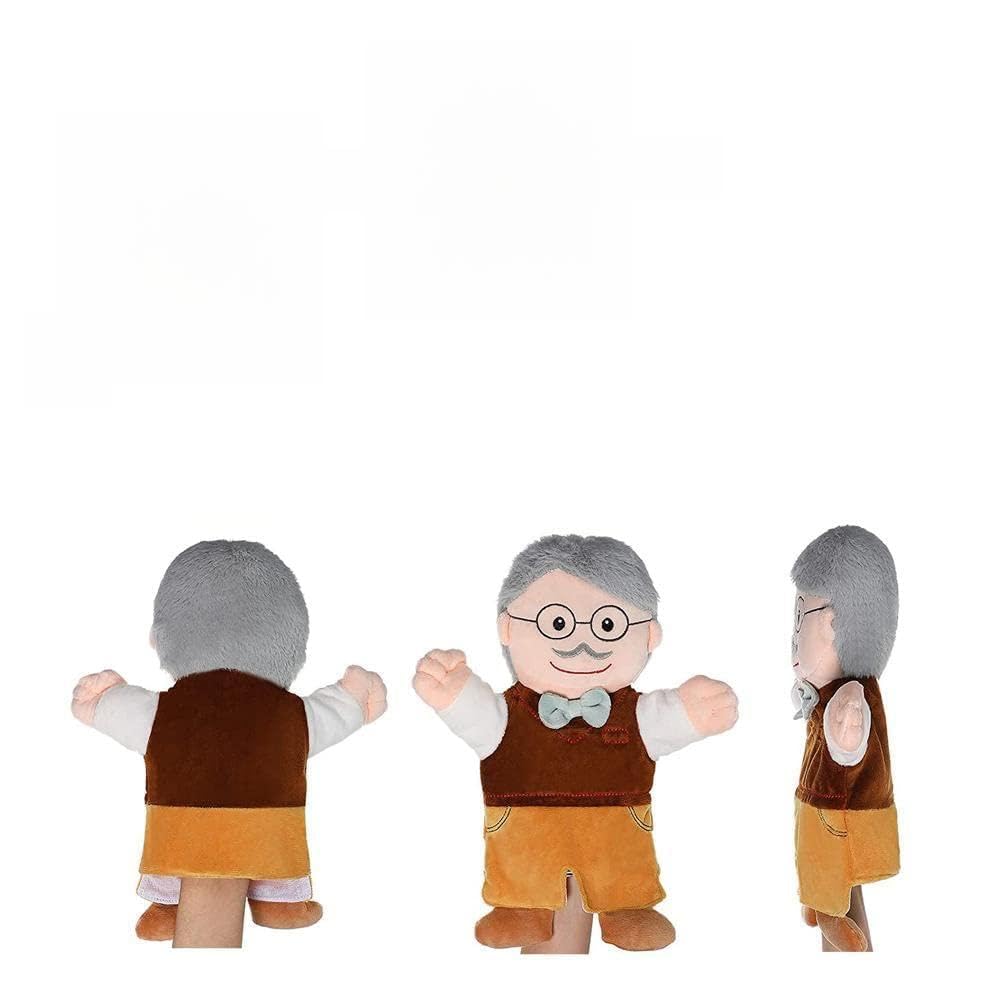 EMUKOEP Set di 6 Burattini a Mano da 11,8 Pollici per i Membri della Famiglia Ideali, Burattini Narrativi per Bambini e Adulti (Nonno + Nonna + Papà + Mamma + Figlio + Figlia)