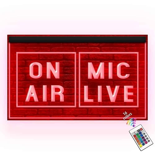 140131 On Air Mic Live Studio Media Audio Room Decor Display LED Light Neon Sign (12" X 8", 16 Colors By Remote) - 12" X 8" - 16 Colors By Remote