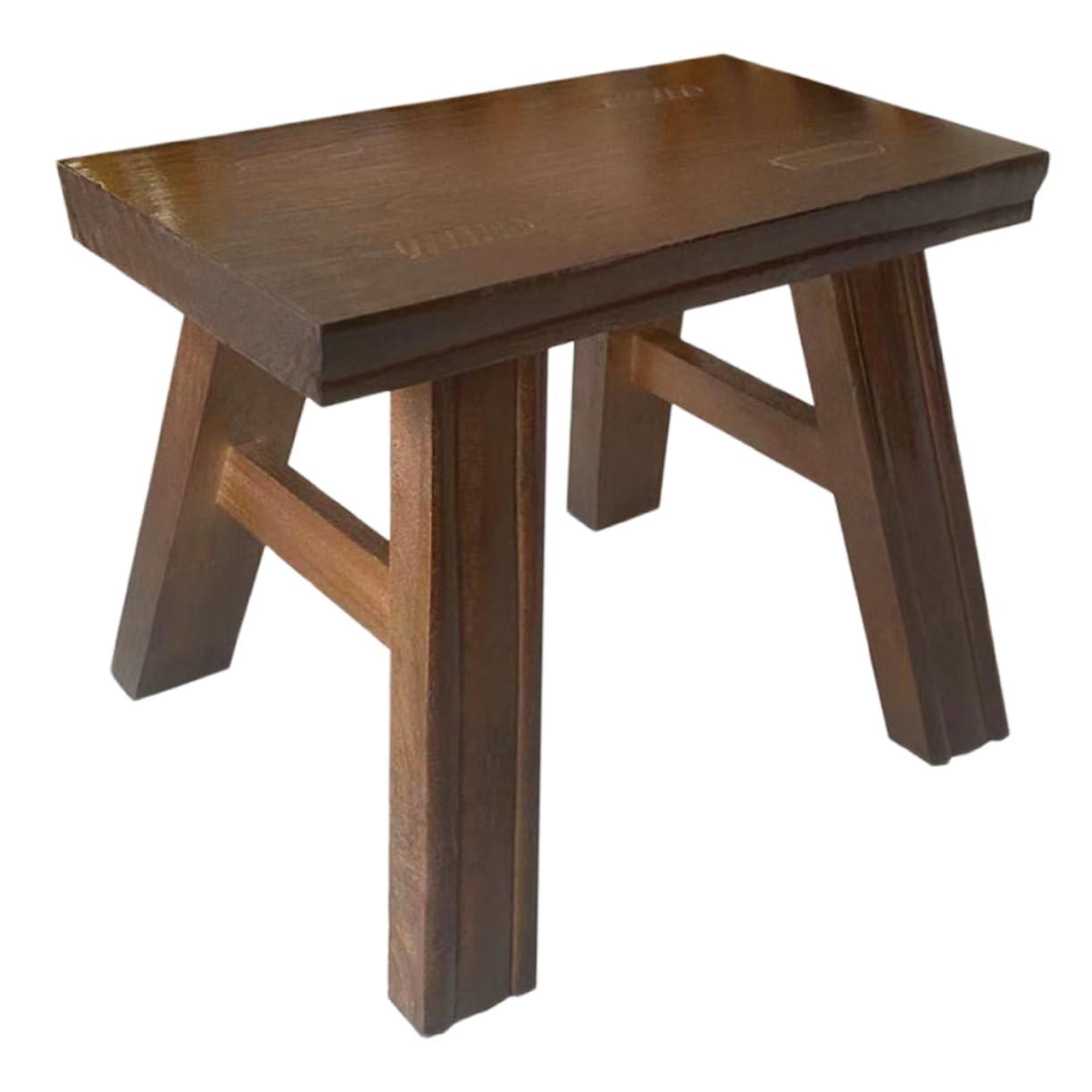 Taburete rústico de madera natural con acabado vintage para el hogar