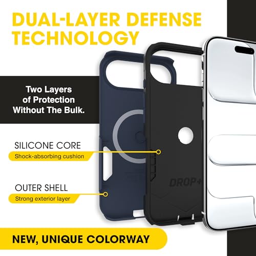 Image of OtterBox iPhone 17 Air (Only) - Commuter Series Case - Built-in MagSafe - Thin, Dual-Layer, Pocket-Friendly, Port Cover - Midnight Sky (Blue /Black)