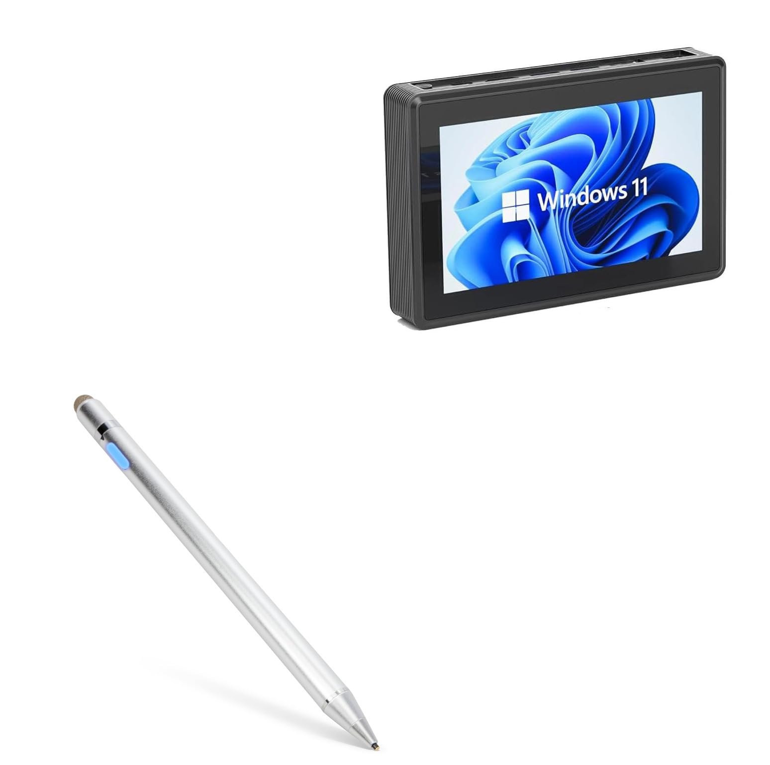 BoxWave Stylus Pen Compatible with HEIGAOLA Mini PC Windows 11 PRO Intel N5095 (5.5 in) - AccuPoint Active Stylus, Electronic Stylus with Ultra Fine Tip - Metallic Silver