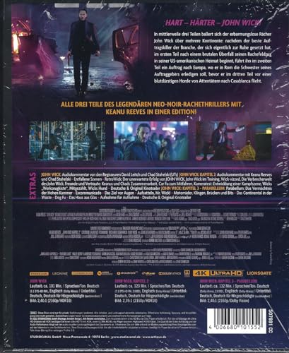 John Wick: Kapitel 1 – 3 (Collector’s Edition) – 4K Steelbook (UHD + Blu-ray Disc)