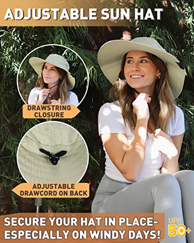Tirrinia Womens Sun Hat Extra Wide Hard Brim Large Boonie Fishing Safari Hiking Cap #TOP2