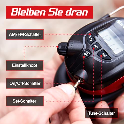 Gehörschutz Ohrenschützer mit AM FM Radio - Lärmschutz Kopfhörer für Garten, Arbeit, Motorrad, Baustellen - Kapselgehörschutz mit Lärmreduzierung NRR 25dB - Elektronischer Musik Hörschutz Ohrschützer
