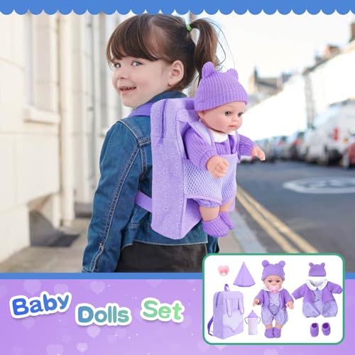 Muñeca bebé con mochila y accesorios de 12 pulgadas miniatura 7