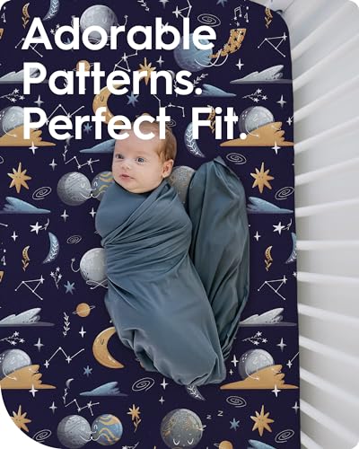 Image of Crib Sheet for Boy Girl, Premium Soft Jersey Knit Fitted Crib Sheets, Safe and Snug, Durable, Stylish Crib Sheet, 28''x52''x9'' Extra Deep Pocket