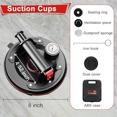 Haoyoo HY-002 8 Inch Glass Suction Cups Lift Glass, Heavy Duty Hand-Held Suction Cups 650Lbs Load Capacity For Large Granite, Tile thumb #5