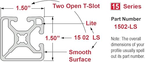 Miniatura 6 de 8020INC., 1502-ls, suave, bi-slot Adyacentes t-slotted extrusión de aluminio x 60"