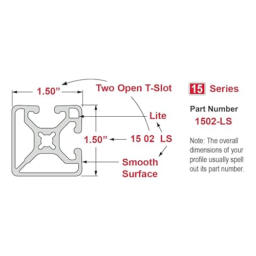 Miniatura 4 de 8020INC., 1502-ls, suave, bi-slot Adyacentes t-slotted extrusión de aluminio x 60"