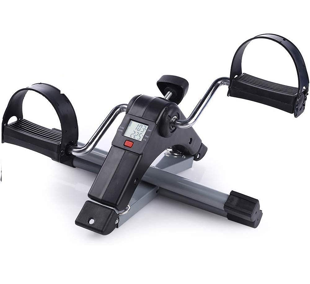 HKD Fitness SMB-100 Foldable Mini Cycle Pedal Exerciser with Adjustable Resistance & Digital Display - Suitable for Light Exercise for Legs & Arms, and Physiotherapy at Home