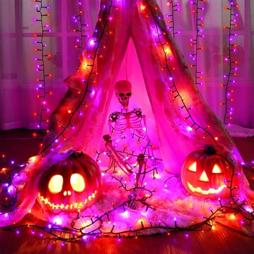 Image of 2 Pack Battery Halloween String Lights Total 20Ft 400 LED Cluster Lights