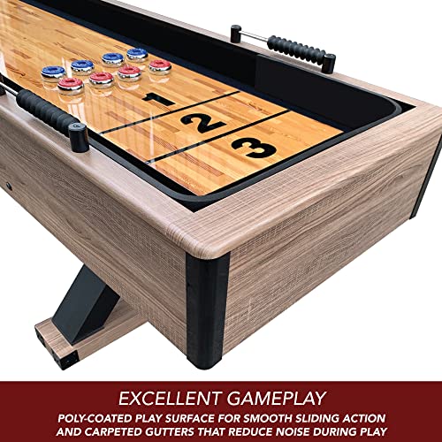 Hathaway Excalibur 9-Ft Shuffleboard Table For Great For Family Recreation Game Rooms,Includes 8 Pucks, Table Brush And Wax,Black, Driftwood #TOP4