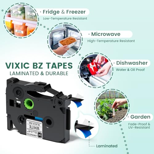 Vixic Label Maker, D210S Label Maker Machine with 4 Laminated Tapes, 12mm Labeler Labelmaker with QWERTY Keyboard, Print Different Fonts Frame Barcode for Home Office School, Green - Image 6