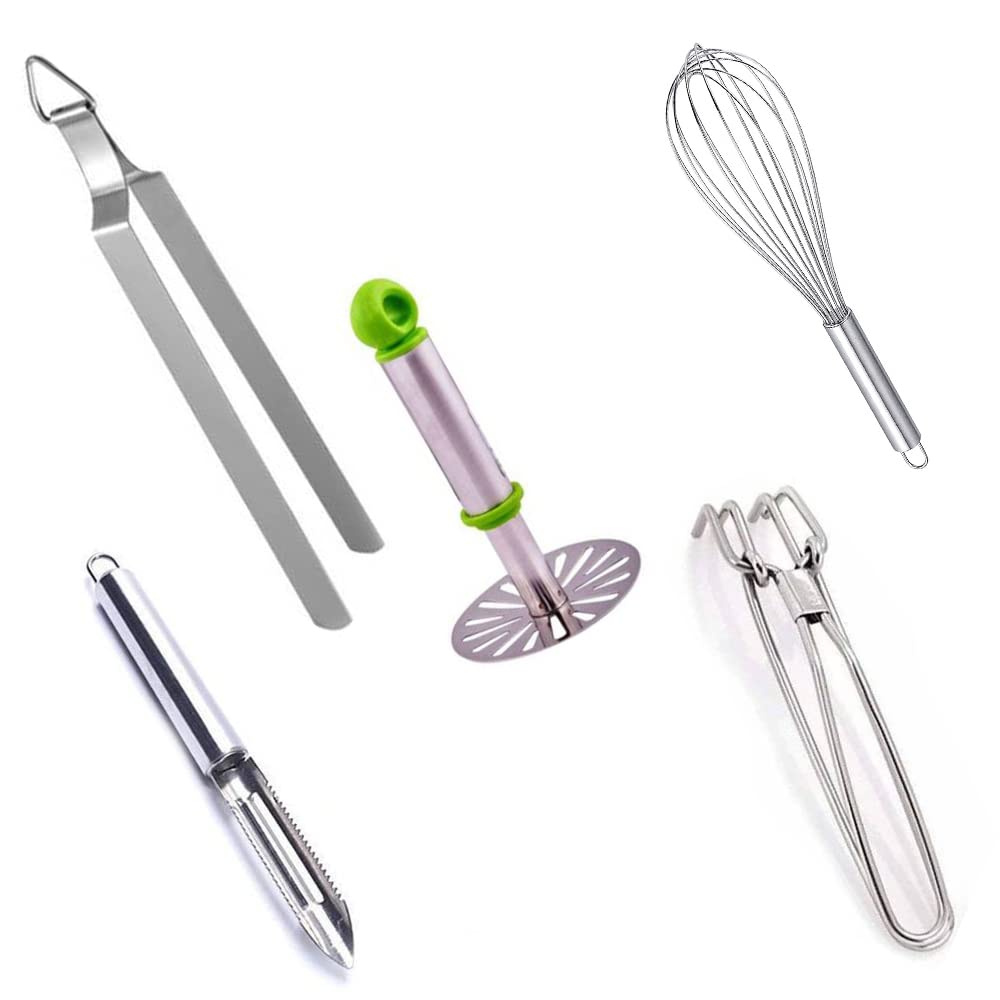 Buy Stainless Steel Kitchen Tools Eggs Beater, Roti and Papad Chimta, Steel Pakad, Potato