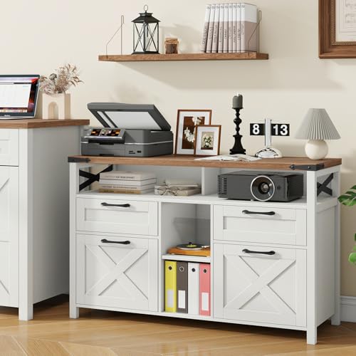 Vabches Farmhouse Filing Cabinet with Adjustable Shelf for Home Office, Lateral File Cabinets 4 Drawers with Open Storage Shelf, Filing Organization Storage Cabinets for Hanging Files Letter/A4 - Thumbnail 7