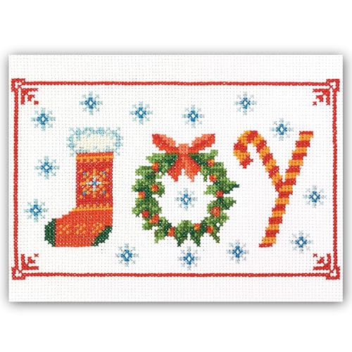 Image of Christmas Counted Cross Stitch Kit for Adult with Inspirational Word Joy