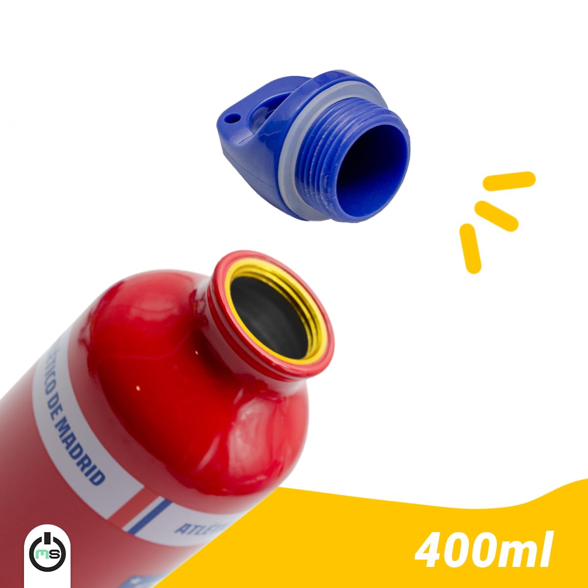 Botella de Aluminio Atlético de Madrid 400ml | Cantimplora Reutilizable con Tapón Seguro | Diseño con Escudo Oficial del Atleti | Ligera, Resistente y Libre de BPA | Producto Oficial para Aficionados