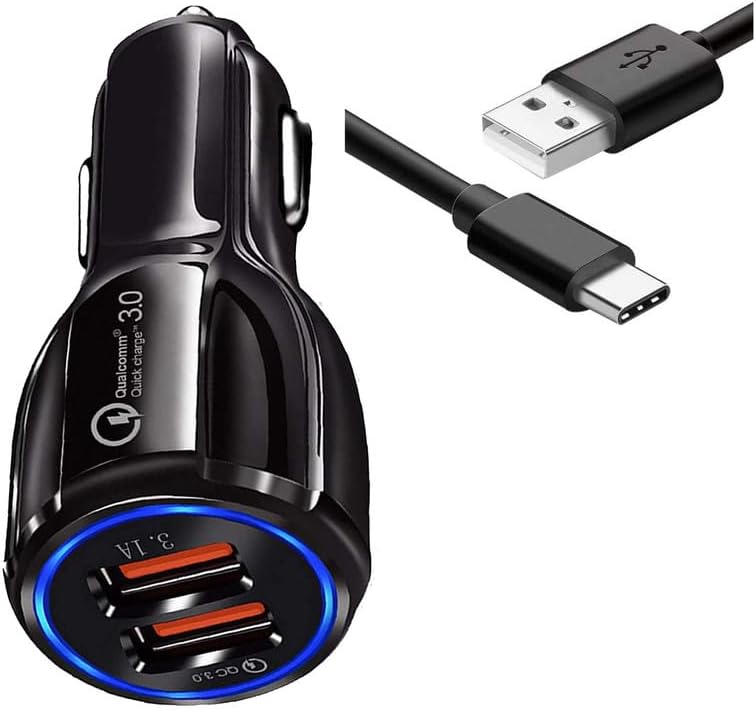30W Car Charger for Mercedes-Benz GLS Maybach 600 4MATIC Original QC Adapter Type C 3.0A High Speed Fast Smart DualPort with 1m Type-C Charging & Sync Cable (Black, SZ.M8)
