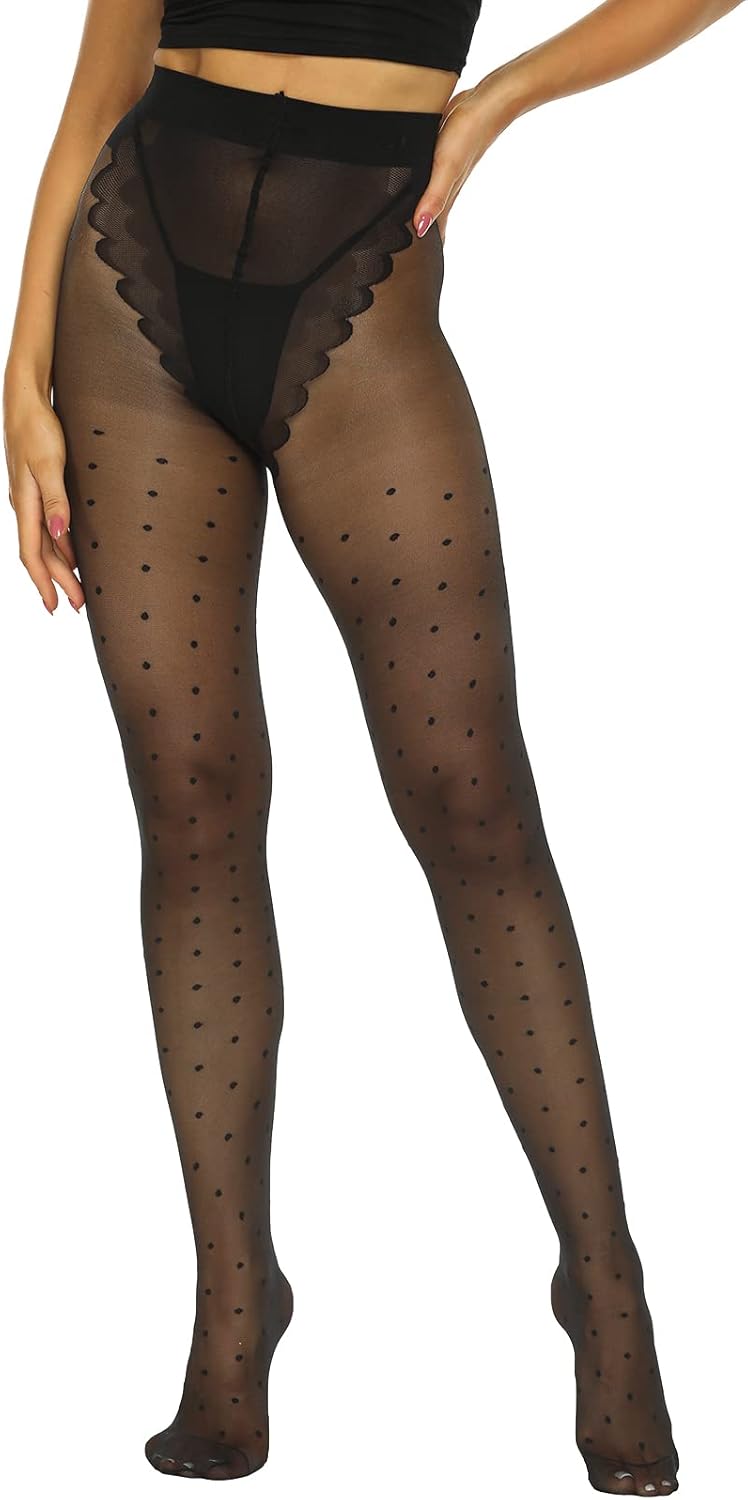 MANZI 20D Polka Dot Tights for Women Patterned Stockings for Women Sheer Ultra Thin High Waist Pantyhose - Image 2