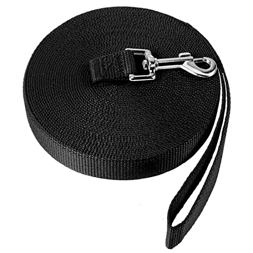 Guinzaglio da addestramento, Guinzaglio per Cani Addestramento 6M, Lungo Nylon Guinzaglio Cani Resistente Leggero con Fibbia Lega Zinco per Tutti i Cani Addestramento Del Cane, Giocare,Sicurezza(Nero)