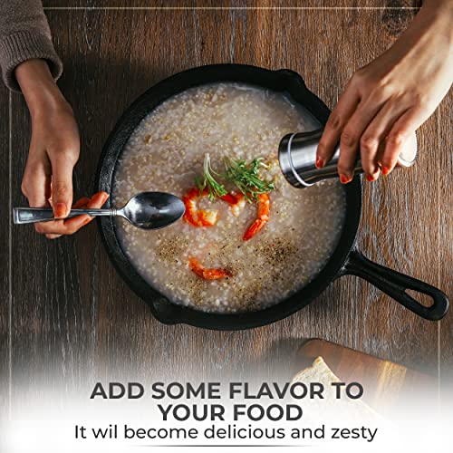 Salt Shaker Or Pepper Shaker With Adjustable Pour Holes - Elegant Stainless Steel Spice Dispenser - Perfect For Himalayan, Table Salt, White And Black Pepper (Salt Shaker) #TOP1