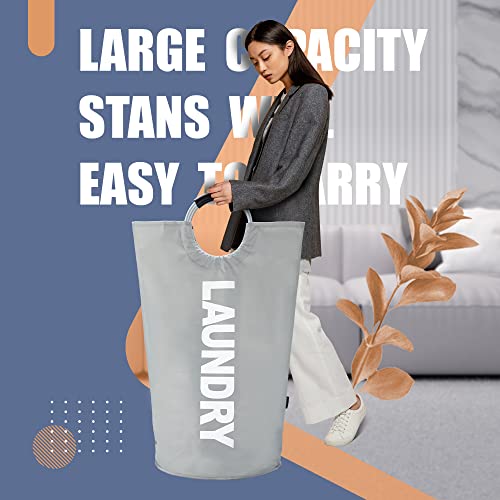 Caroeas Xx-Large 115L Laundry Basket (7 Colors), Waterproof Laundry Hamper, Laundry Bag With Padded Handles, Clothes Hamper Stands Up Well, Collapsible Laundry Basket Easy Storage(Light Grey) #TOP2