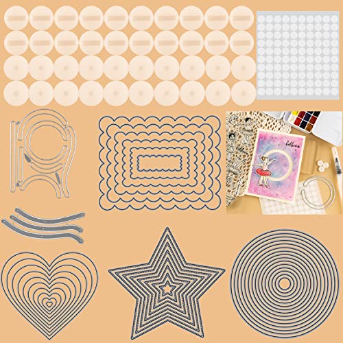 OTCRAFT Juego de 47 troqueles de corte giratorios, deslizantes, corazones de amor, estrellas, rectángulos, con deslizadores de bricolaje, tarjetas deslizantes, accesorios para hacer tarjetas,
