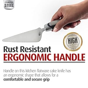 Orblue Pie Server, Essential Kitchen Tool, Serrated on Both Sides, Great for Right or Left Handed Chef, Stainless Steel Flatware, Cake Cutter, Black Orblue Pie Server Essential Kitchen Tool Serrated on Both Sides Great for Right or Left Handed Chef Stainless Steel Flatware Cake Cutter Black