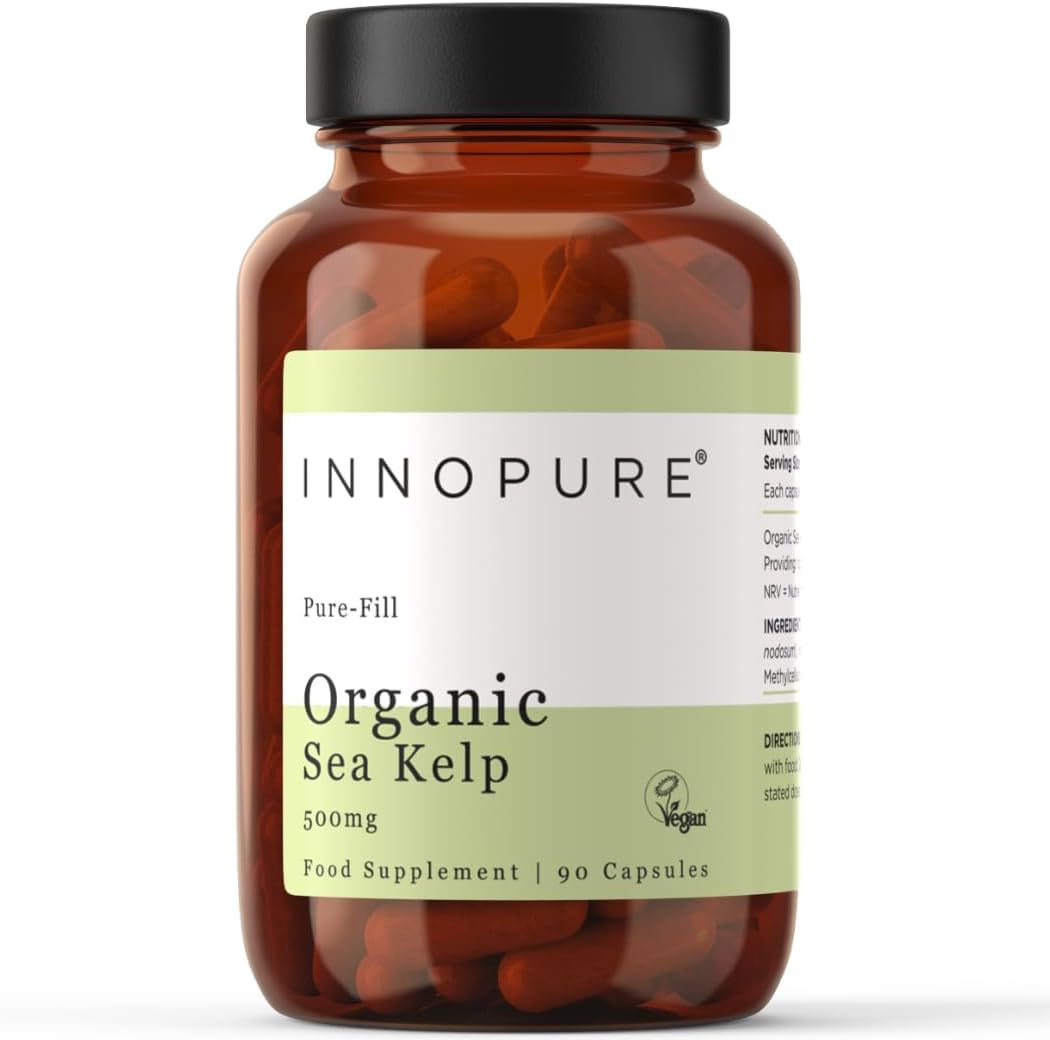 INNOPURE Organic Sea Kelp 500mg – Pure-Fill (No Fillers or Binders), 435mcg of Iodine Supplement per Capsule, Soil Association Certified, UK Made, 90 Capsules (3 Month Supply)
