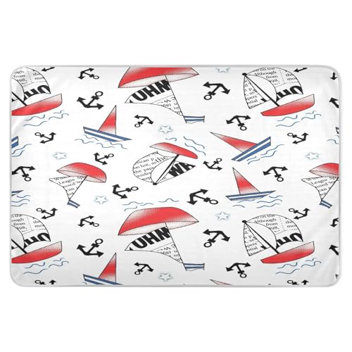 susiyo Dolphin Sailboats Switch Bed Pads for Incontinence Mattress Protector Anti-Slip Waterproof Pads (56