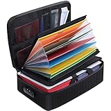 【Tragbare Dokumentenaufbewahrungsbox mit Schloss】Die sichere Aktenbox verfügt über ein dreistelliges Zahlenschloss, einen stabilen Griff, eingebaute Gummibänder und einen breiteren Riemengriff. Sie können sie nicht nur zu Hause, im Büro, im Auto, im Tresor oder im Schrank aufbewahren, sondern sie auch zum Camping, auf Reisen und bei verschiedenen Outdoor-Aktivitäten mitnehmen.